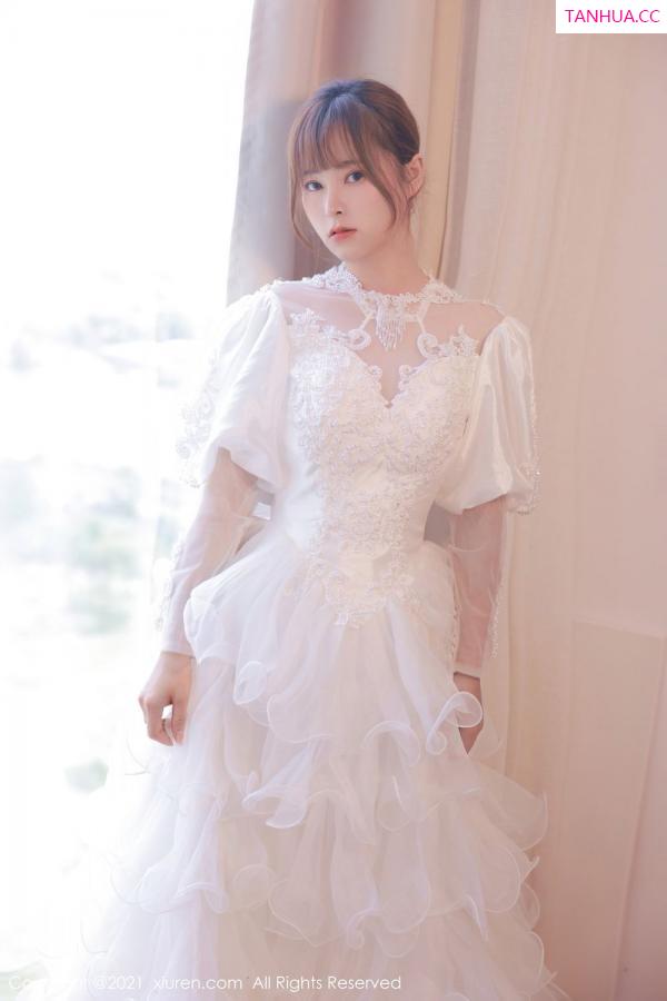 欧派模特奈沐子 唯美动人白色婚纱